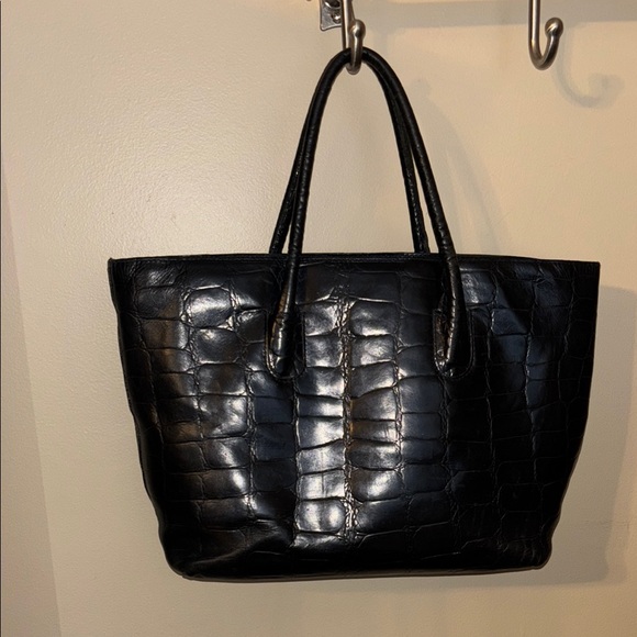 FURLA Black Crocodile-Embossed Tote Bag - Picture 4 of 15